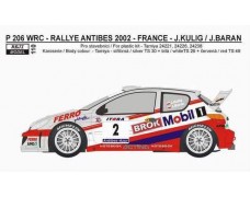 Decal – Peugeot 206 WRC - Rally Antibes 2002 – J.Kulig 1/24